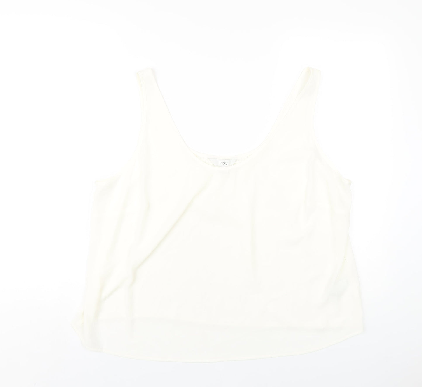 Marks and Spencer Womens Ivory Polyester Basic Tank Size 20 Scoop Neck