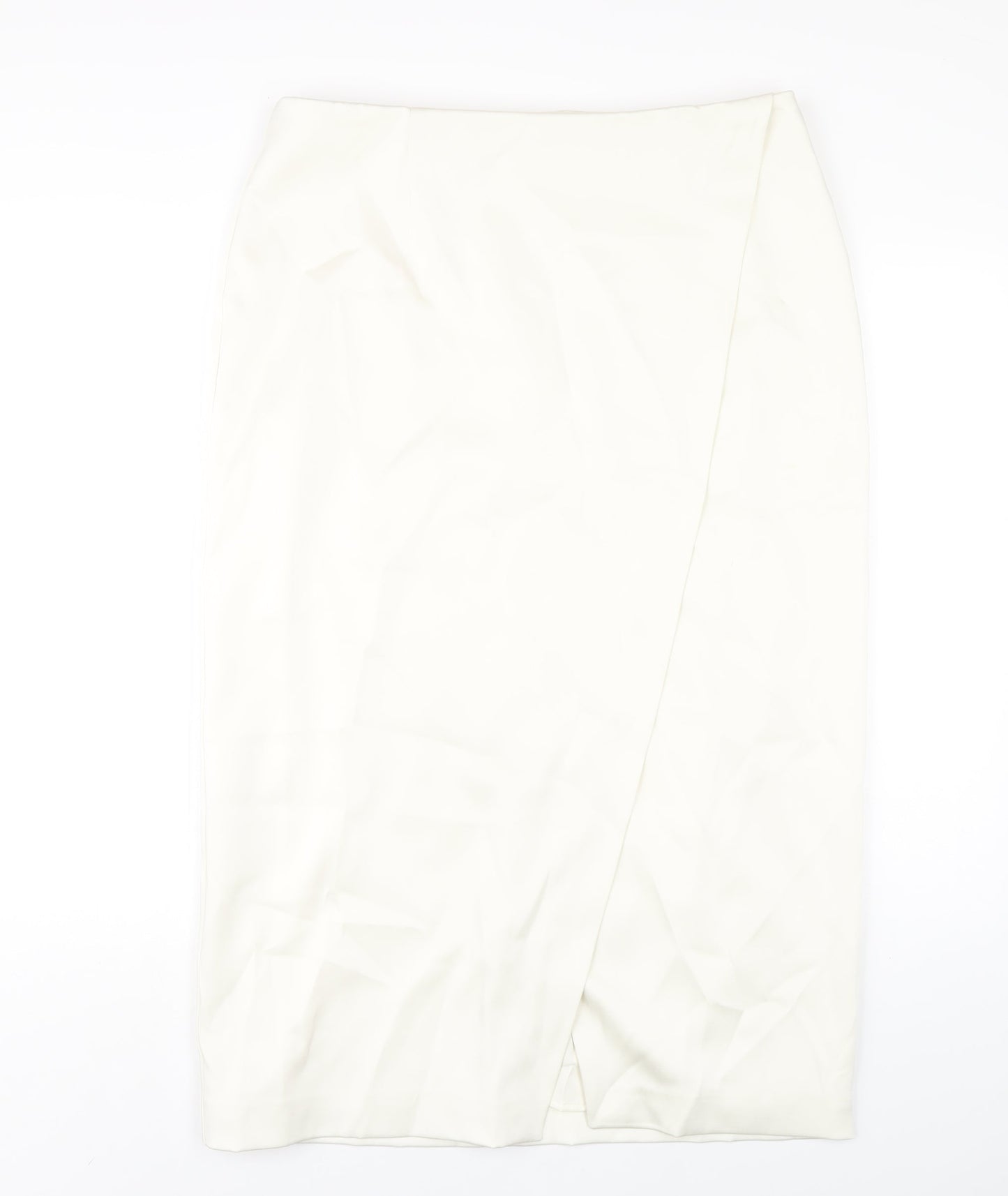 Marks and Spencer Womens Ivory Polyester A-Line Skirt Size 16 Zip