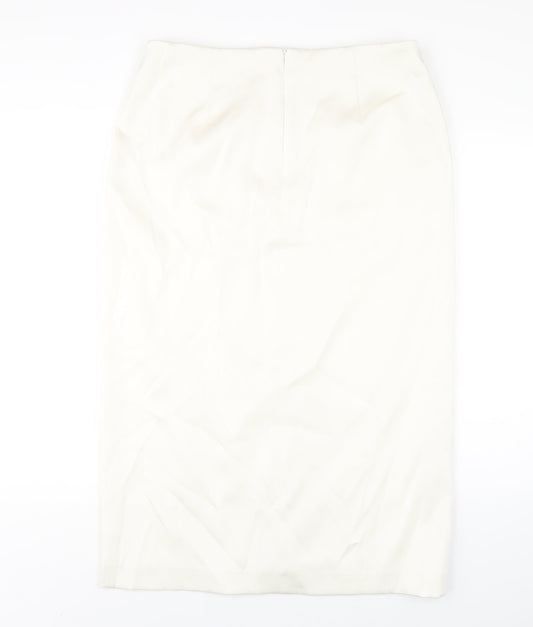 Marks and Spencer Womens Ivory Polyester A-Line Skirt Size 16 Zip