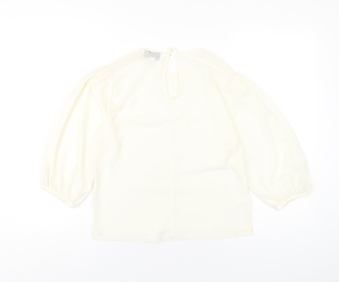 Topshop Womens Ivory Polyester Basic T-Shirt Size 10 Round Neck