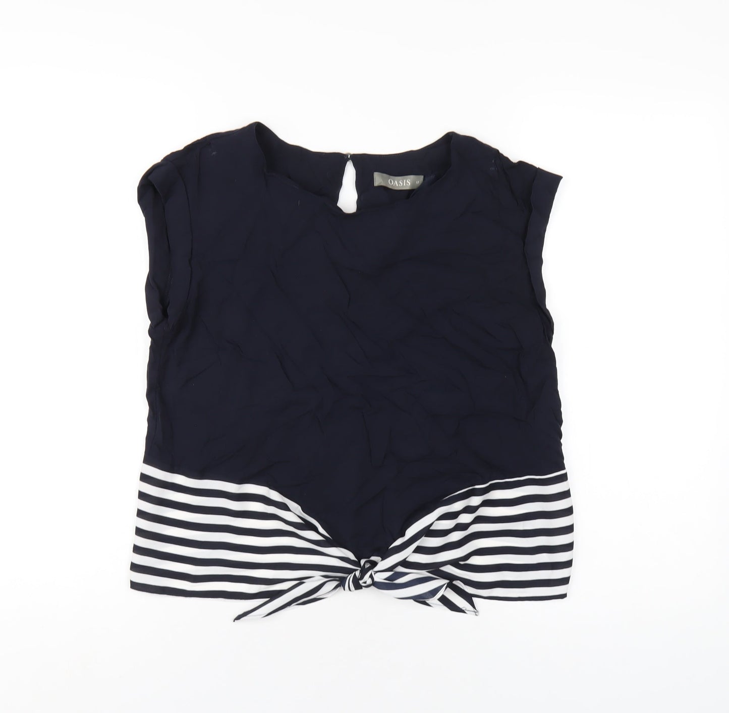 Oasis Womens Blue Viscose Basic T-Shirt Size 12 Round Neck