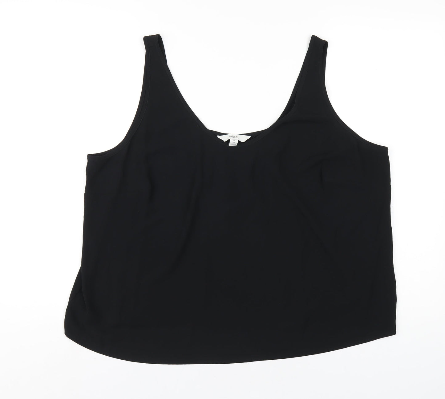 Marks and Spencer Womens Black Polyester Basic Tank Size 20 Scoop Neck