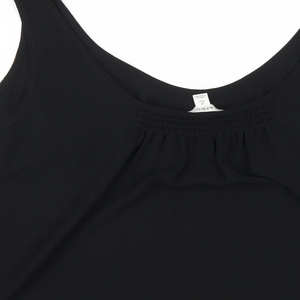 Marks and Spencer Womens Black Polyester Basic Tank Size 20 Scoop Neck
