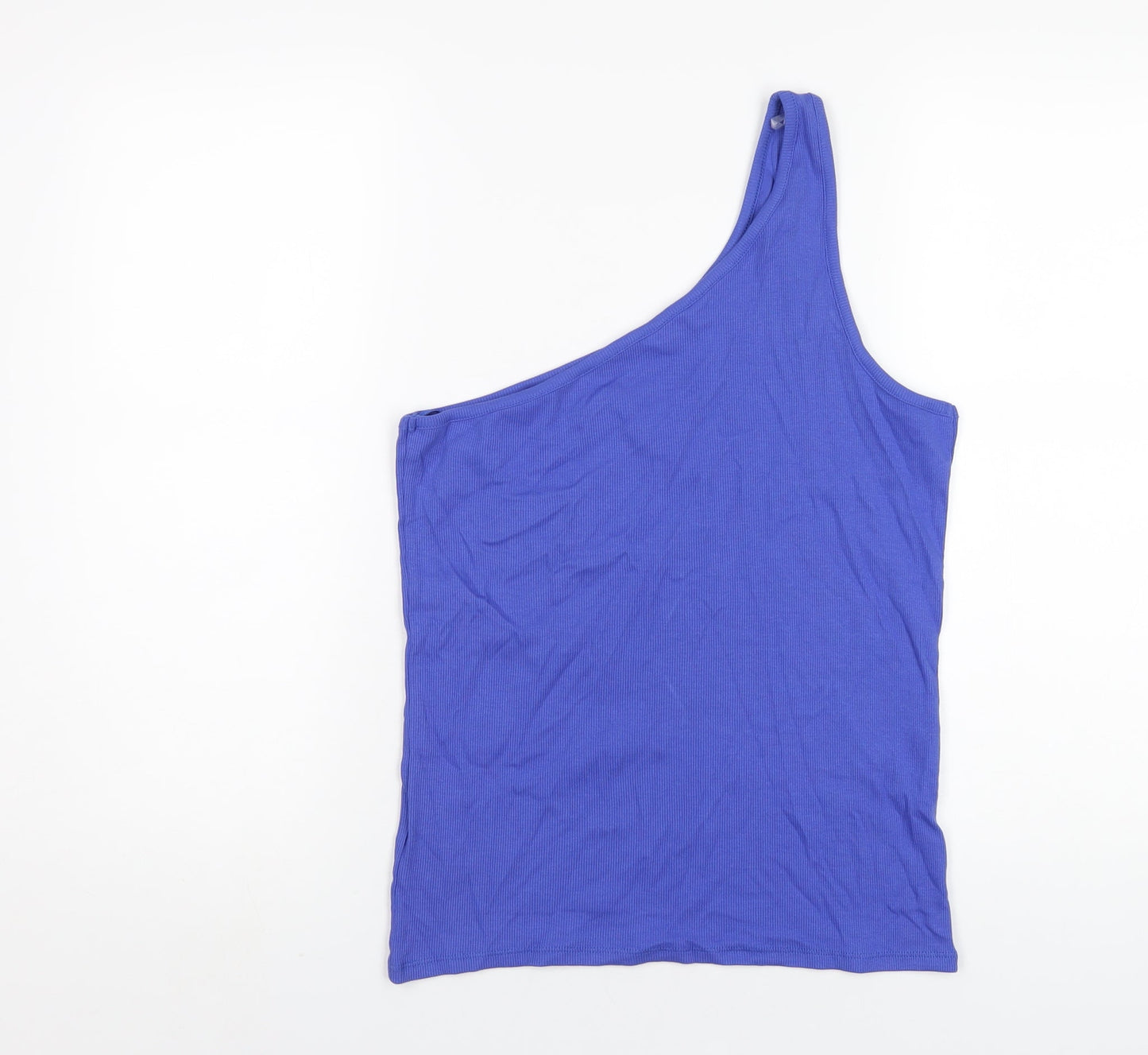 Marks and Spencer Womens Blue Cotton Basic Tank Size 16 One Shoulder