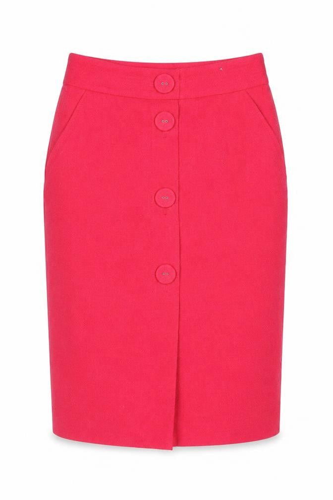 Next Womens Pink Polyester Straight & Pencil Skirt Size 12 Zip - Button Detail