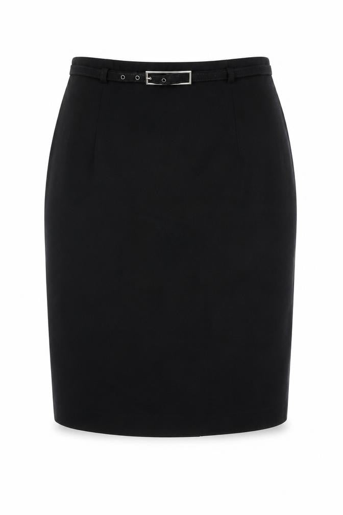 Richards Womens Black Polyester Straight & Pencil Skirt Size 12 Zip - Belted
