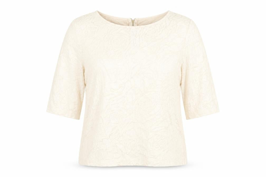 Front view of Principles women’s pink floral cotton basic blouse, size UK 12, round neck