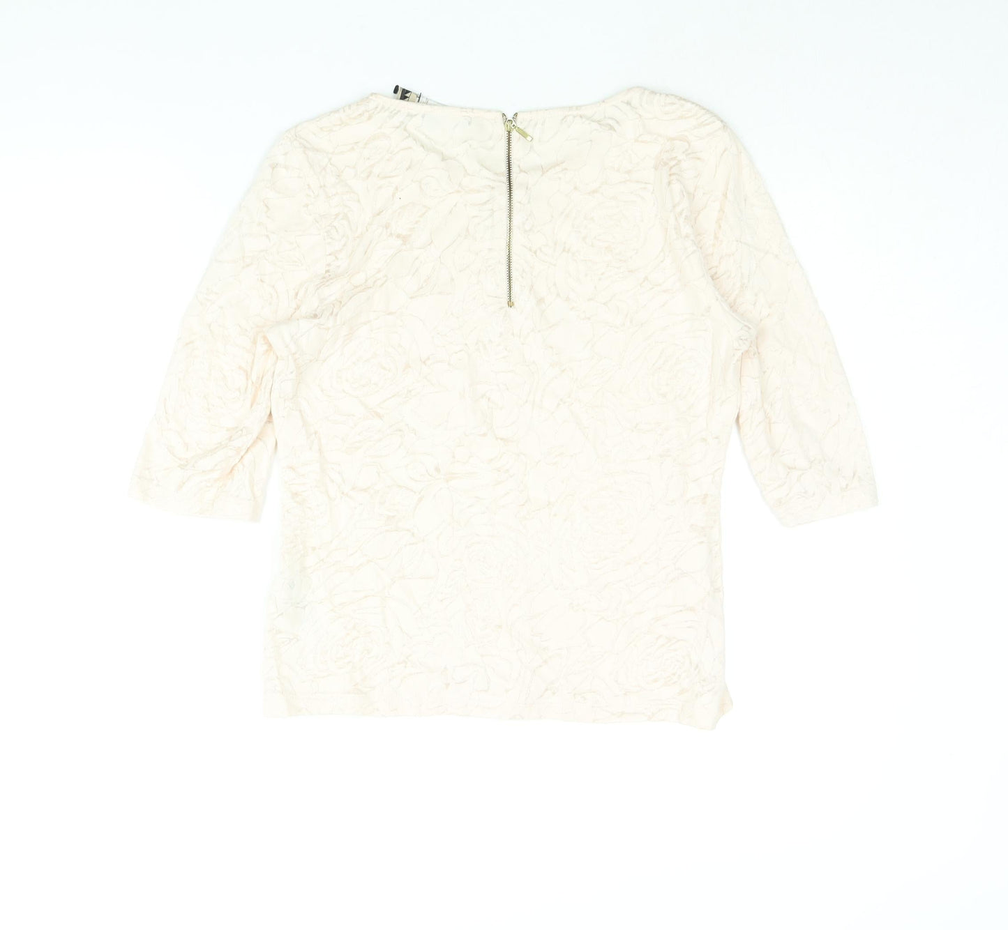 Principles Womens Pink Floral Cotton Basic Blouse Size 12 Round Neck