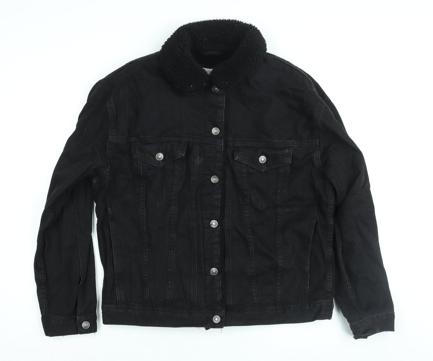 ASOS Womens Black Jacket Size 12 Button - Fleece Lined