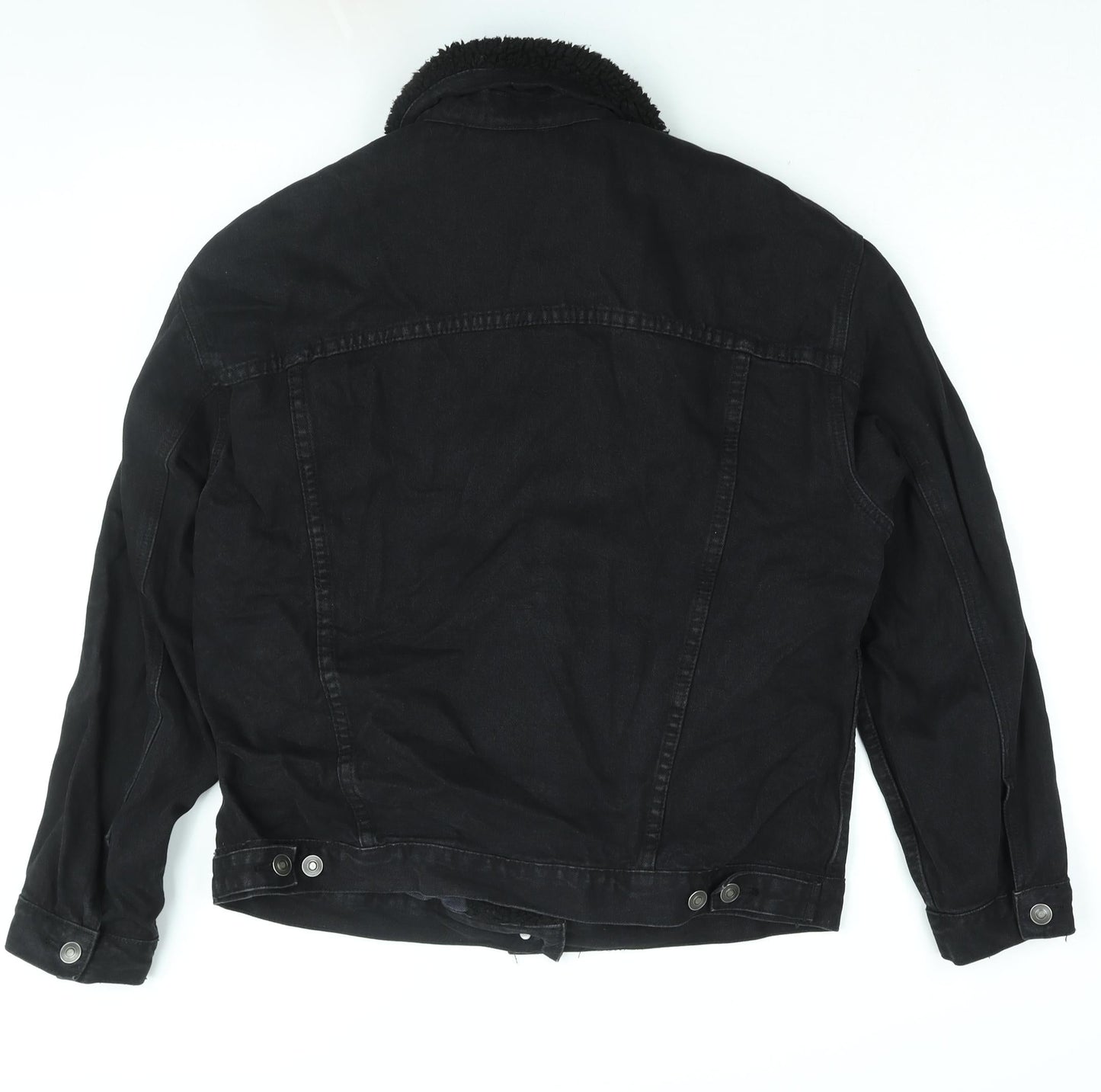 ASOS Womens Black Jacket Size 12 Button - Fleece Lined