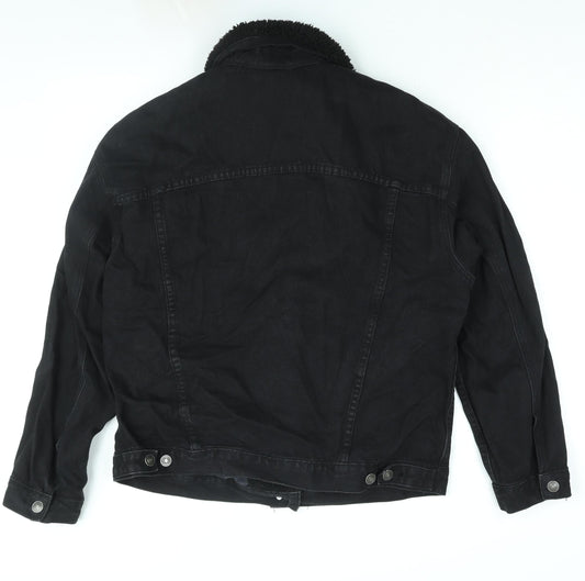 ASOS Womens Black Jacket Size 12 Button - Fleece Lined