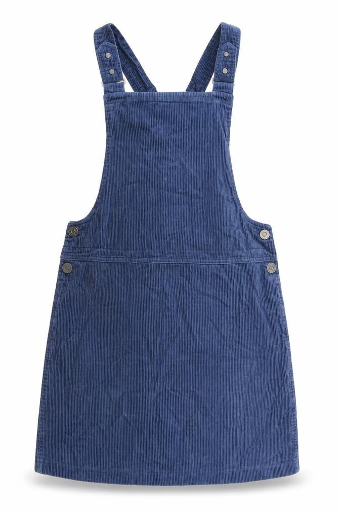 New Look Womens Blue Cotton Pinafore/Dungaree Dress Size 10 Square Neck Snap