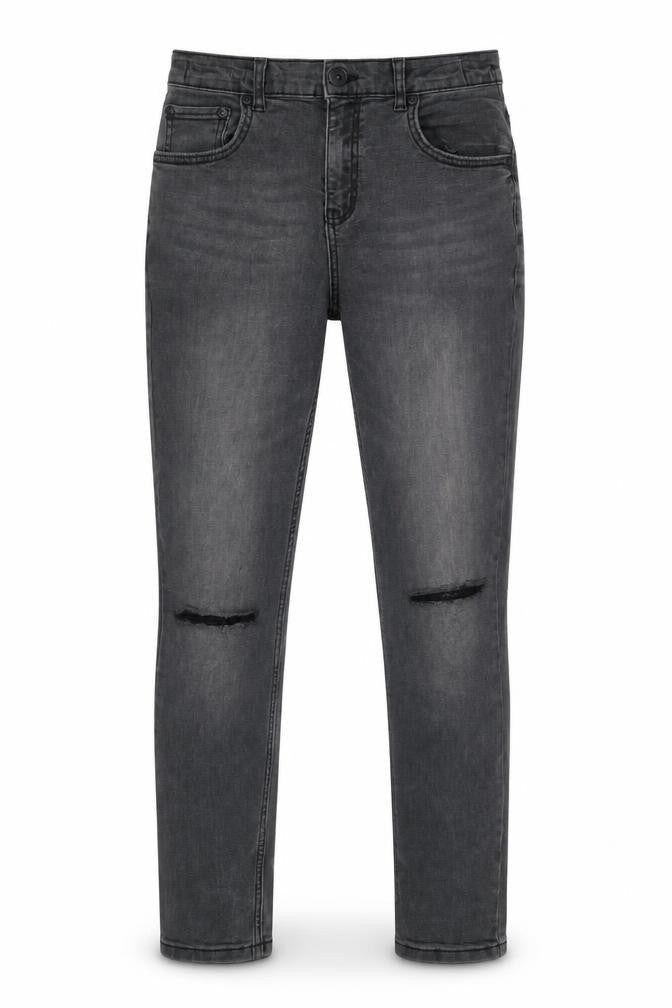 Tu Girls Grey Cotton Skinny Jeans Size 13 Years L27 in Regular Zip - Distressed