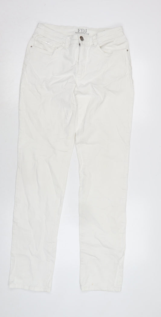 French dressing Jean Womens White Cotton Blend Straight Jeans Size 10 L31 in Regular Zip