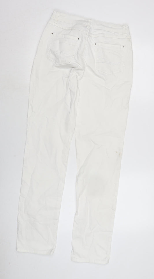 French dressing Jean Womens White Cotton Blend Straight Jeans Size 10 L31 in Regular Zip