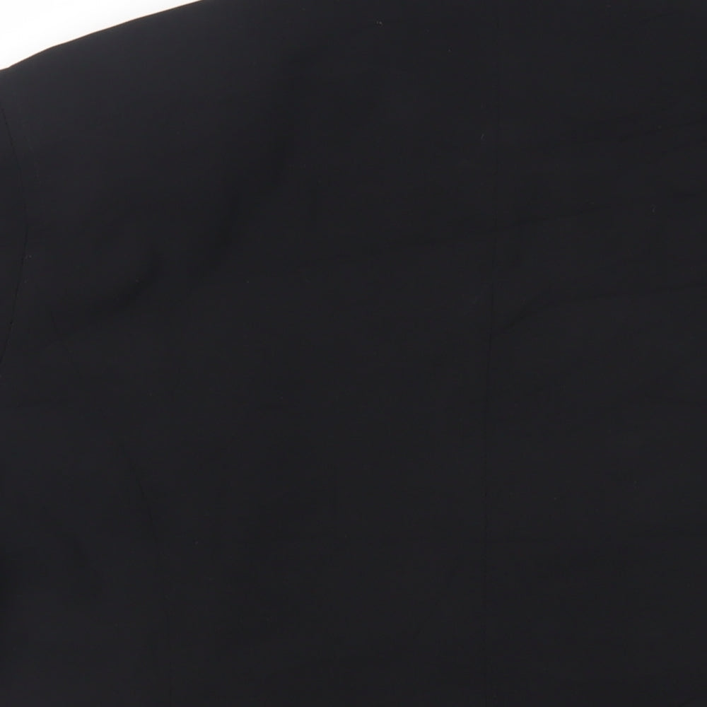 Per Una Womens Black Jacket Size 16 Snap - Faux Fur Collar
