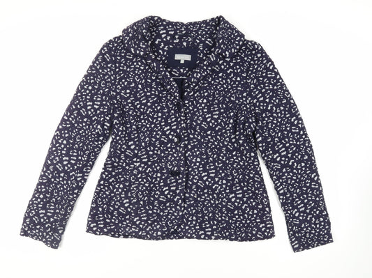 Per Una Womens Blue Geometric Jacket Blazer Size 16 Button - Textured