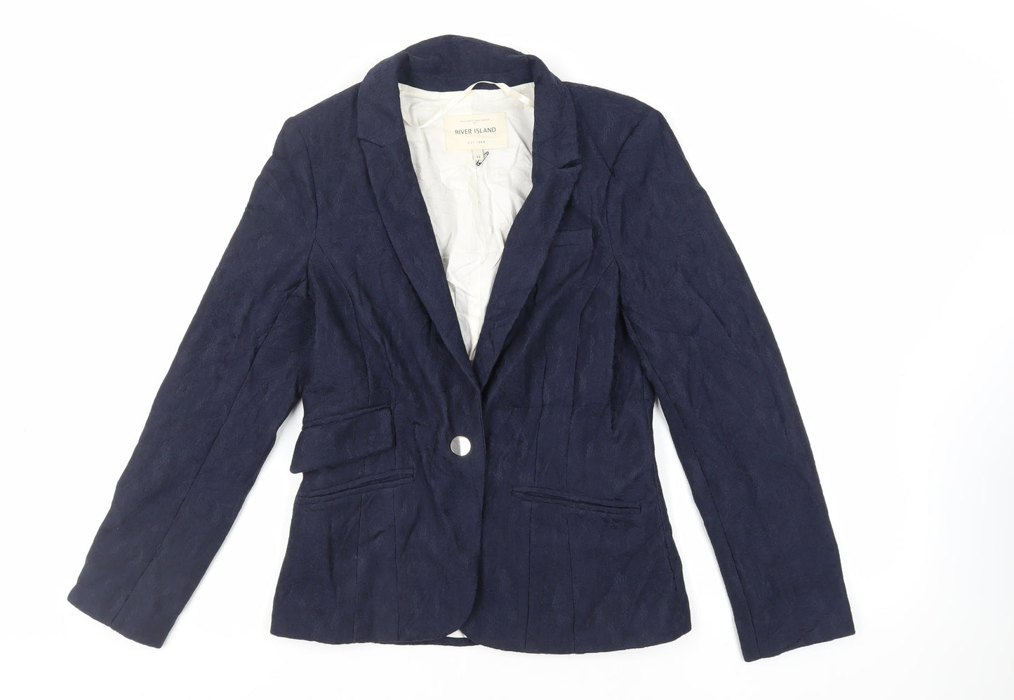 River Island Womens Blue Jacket Blazer Size 12 Button - Textured