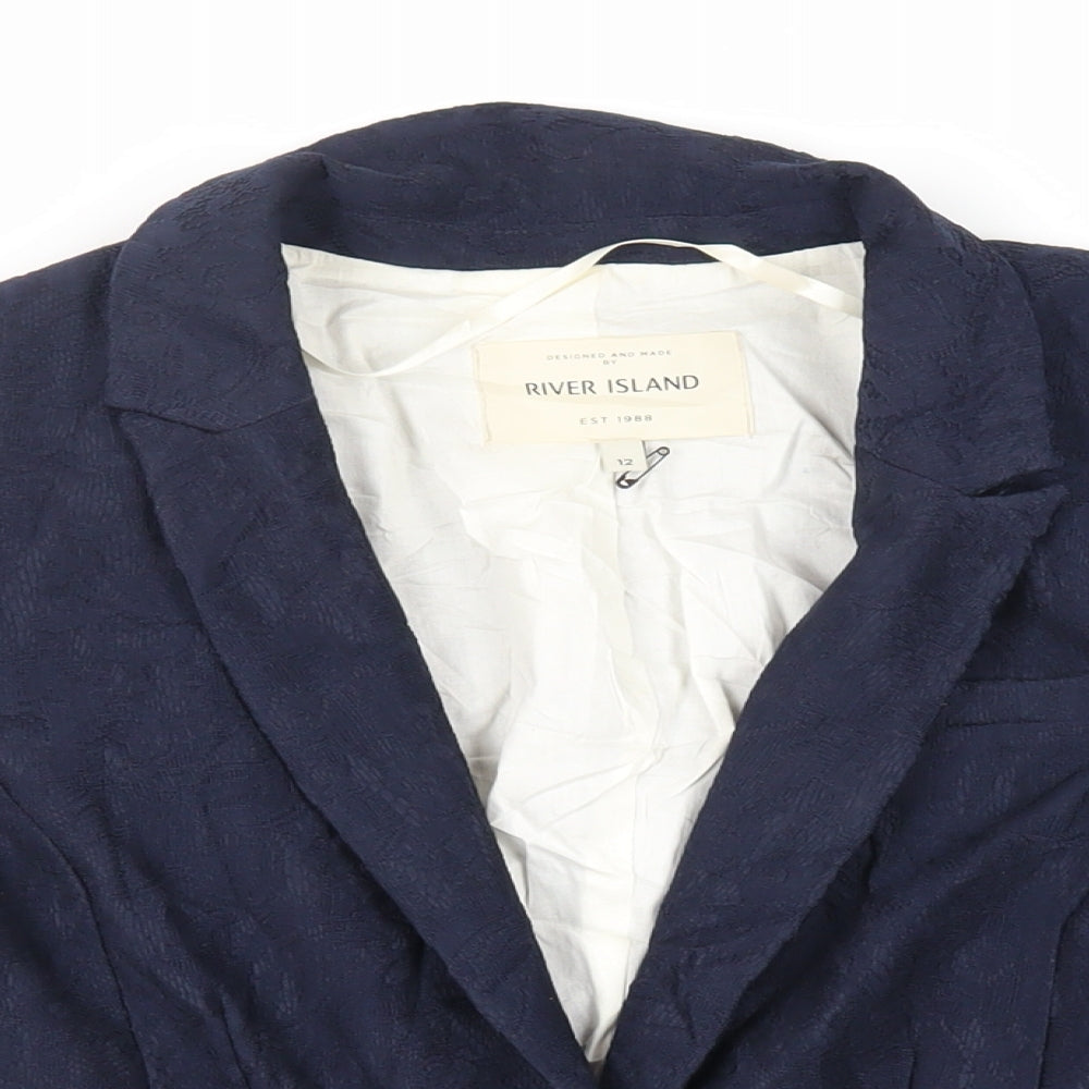 River Island Womens Blue Jacket Blazer Size 12 Button - Textured