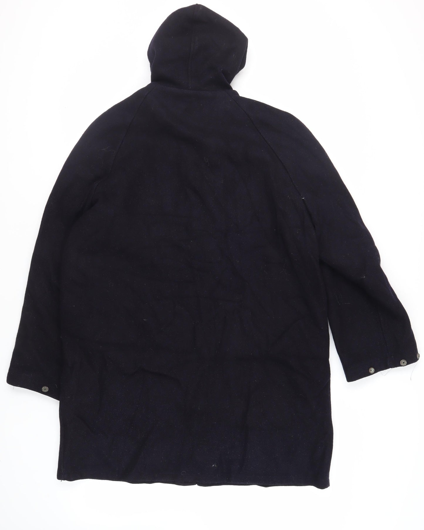 Richman Brothers Mens Black Overcoat Coat Size M Zip - Vintage Hooded