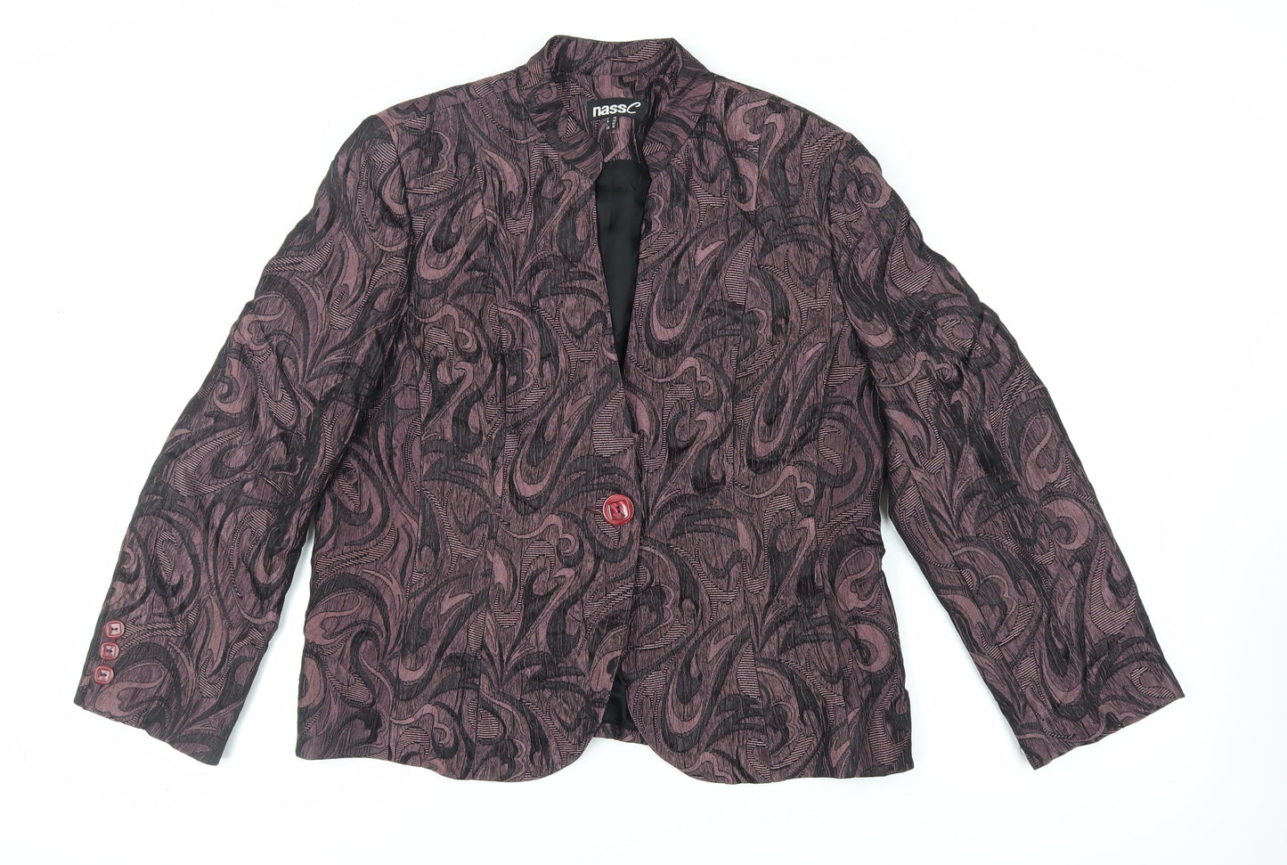 nassC Womens Purple Geometric Jacket Blazer Size 18 Button