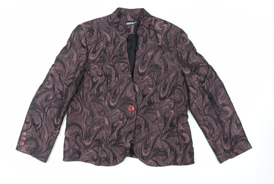 nassC Womens Purple Geometric Jacket Blazer Size 18 Button