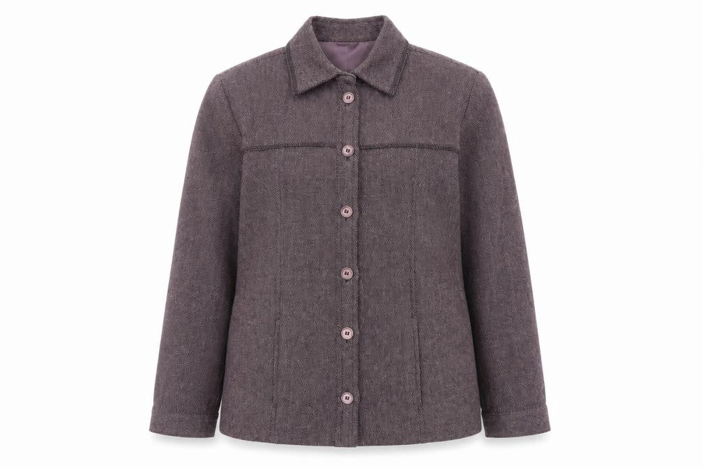 Front view of Oscar B. women’s purple jacket, size UK 12, button - lightweight