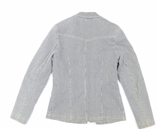 Marks and Spencer Womens Blue Striped Jacket Blazer Size 8 Button