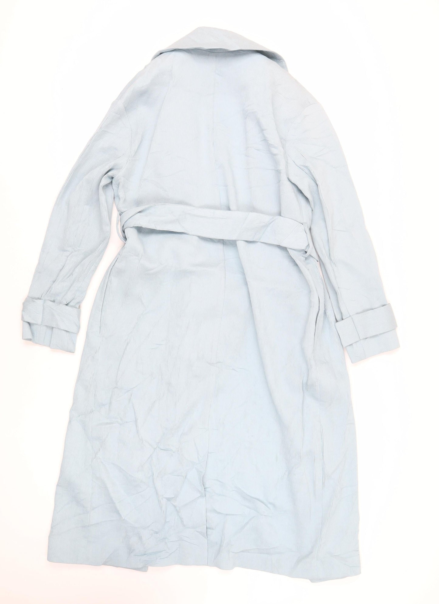 Topshop Womens Blue Overcoat Coat Size 8 Tie - Lightweight