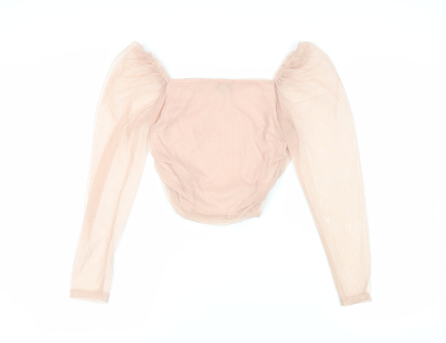 PRETTYLITTLETHING Womens Pink Polyester Cropped Blouse Size 8 Square Neck