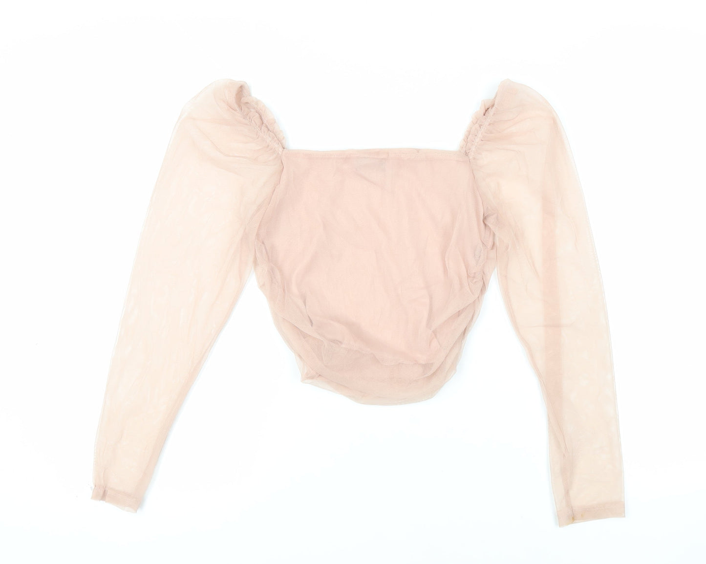PRETTYLITTLETHING Womens Pink Polyester Cropped Blouse Size 8 Square Neck