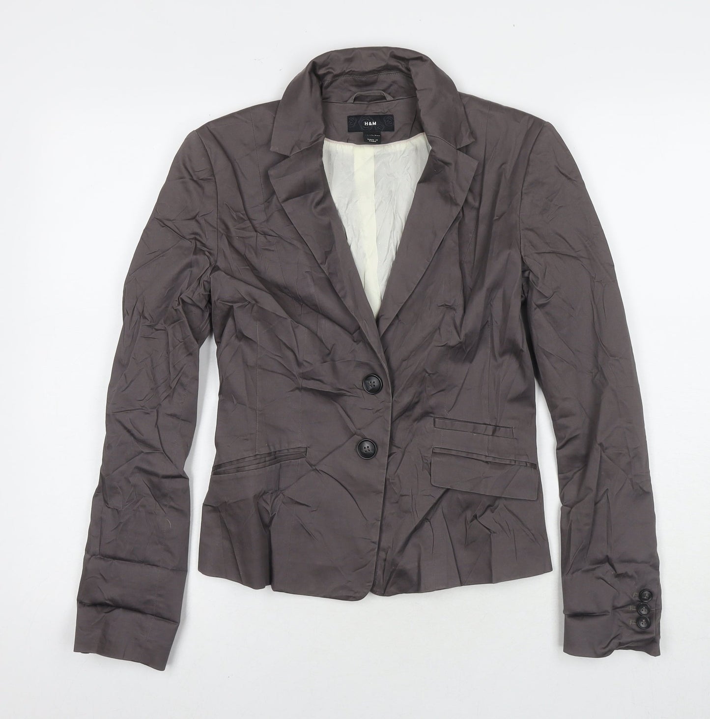 H&M Womens Brown Jacket Blazer Size 10 Button