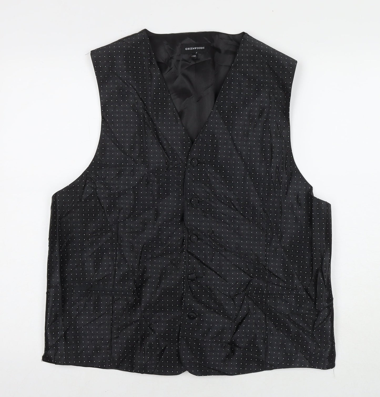 Greenwoods Mens Black Polyester Jacket Suit Waistcoat Size 2XL Regular