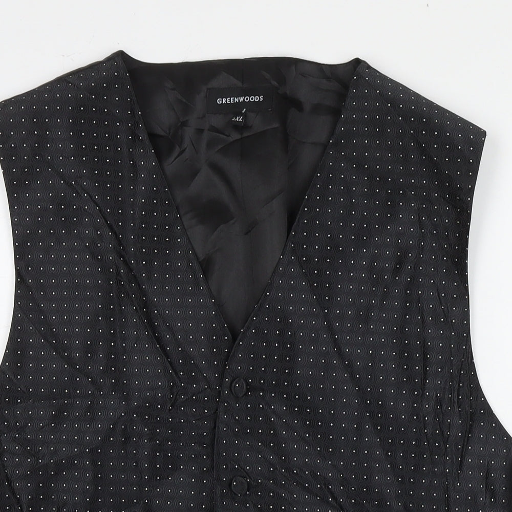 Greenwoods Mens Black Polyester Jacket Suit Waistcoat Size 2XL Regular