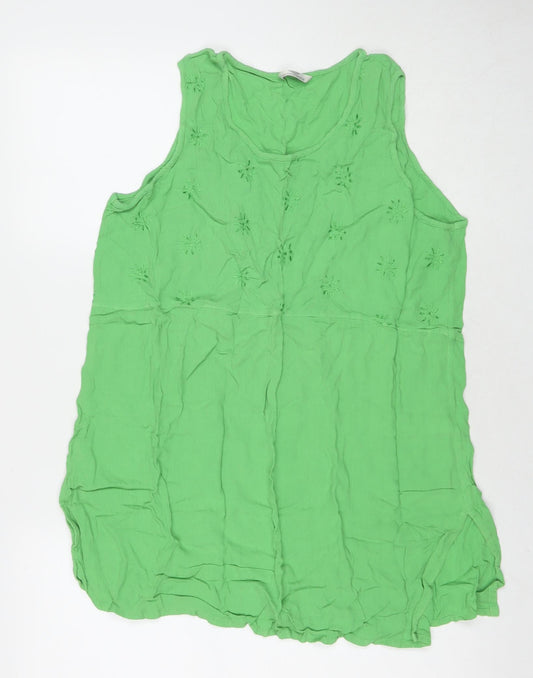 St Michael Womens Green Viscose Basic Tank Size 12 V-Neck - Size 12-14