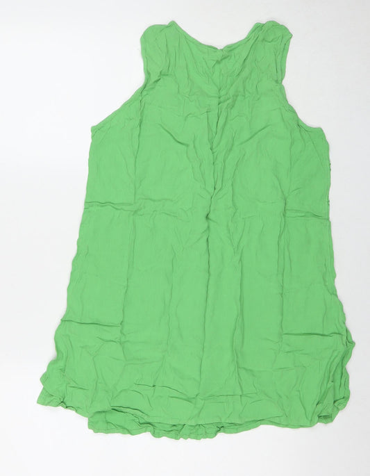 St Michael Womens Green Viscose Basic Tank Size 12 V-Neck - Size 12-14