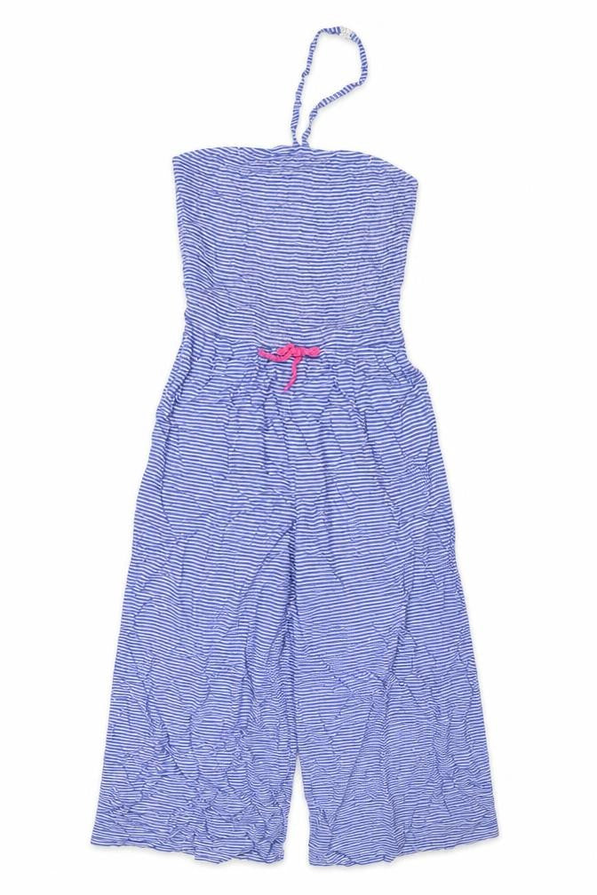 Marks & Spencer Girls Blue Striped Viscose Jumpsuit One-Piece Size 10-11 Years L23 in Pullover