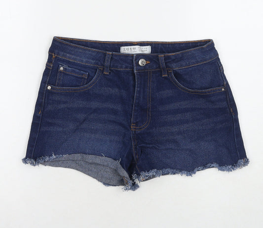 Denim & Co. Womens Blue Cotton Cut-Off Shorts Size 12 L3 in Regular Zip
