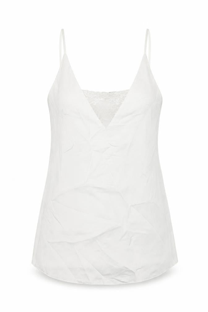 Miss Selfridge Womens White Polyester Basic Tank Size 6 V-Neck