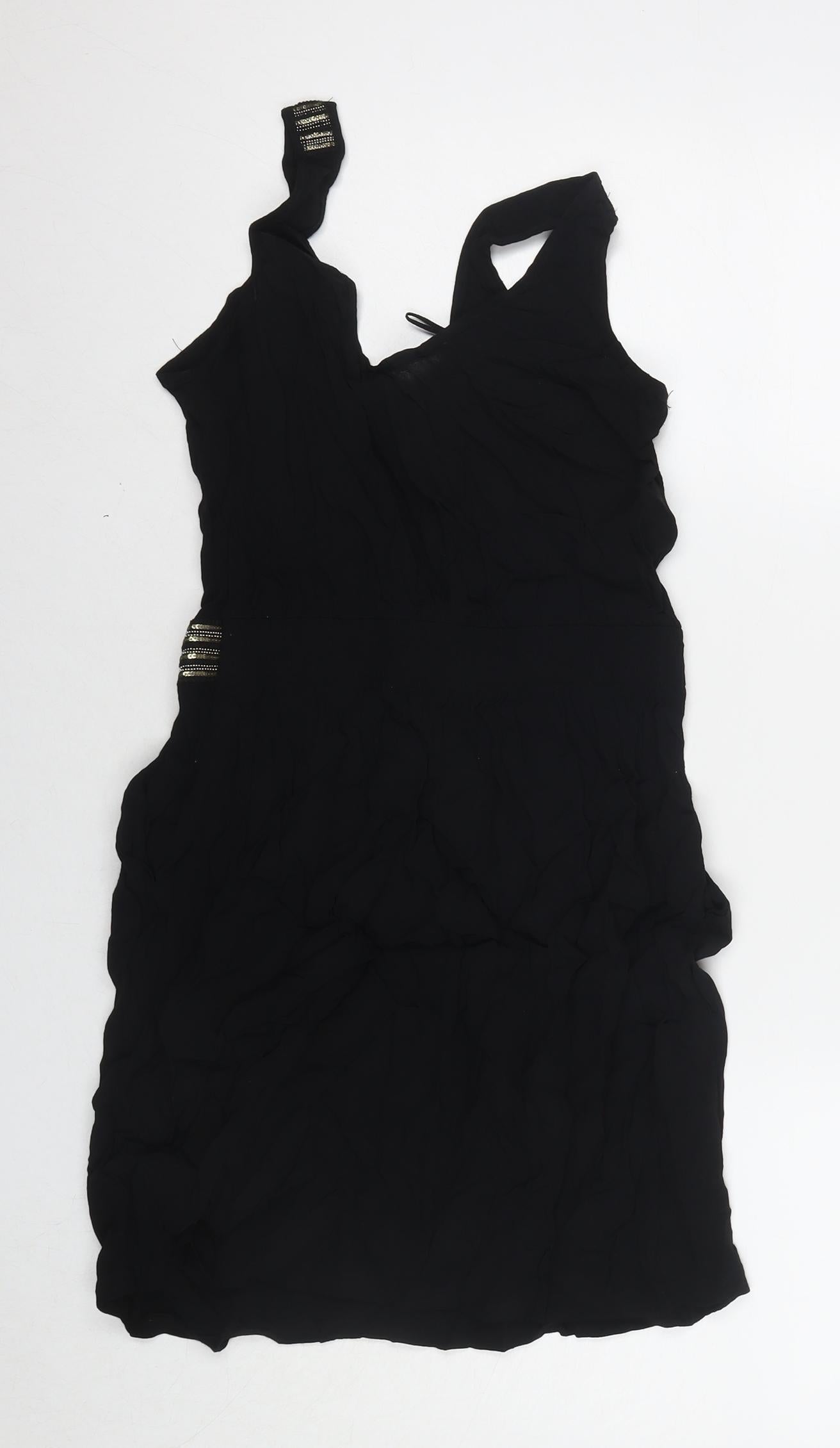 Mango Womens Black Viscose Tank Dress Size M Scoop Neck Pullover