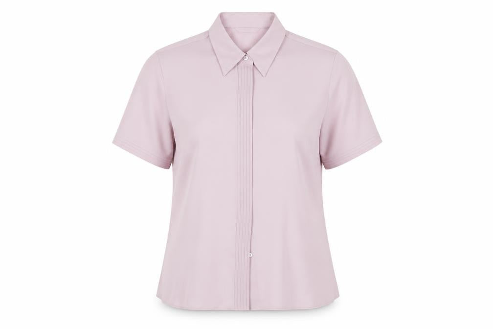 Marks and Spencer Womens Pink Polyester Basic Button-Up Size 14 Collared