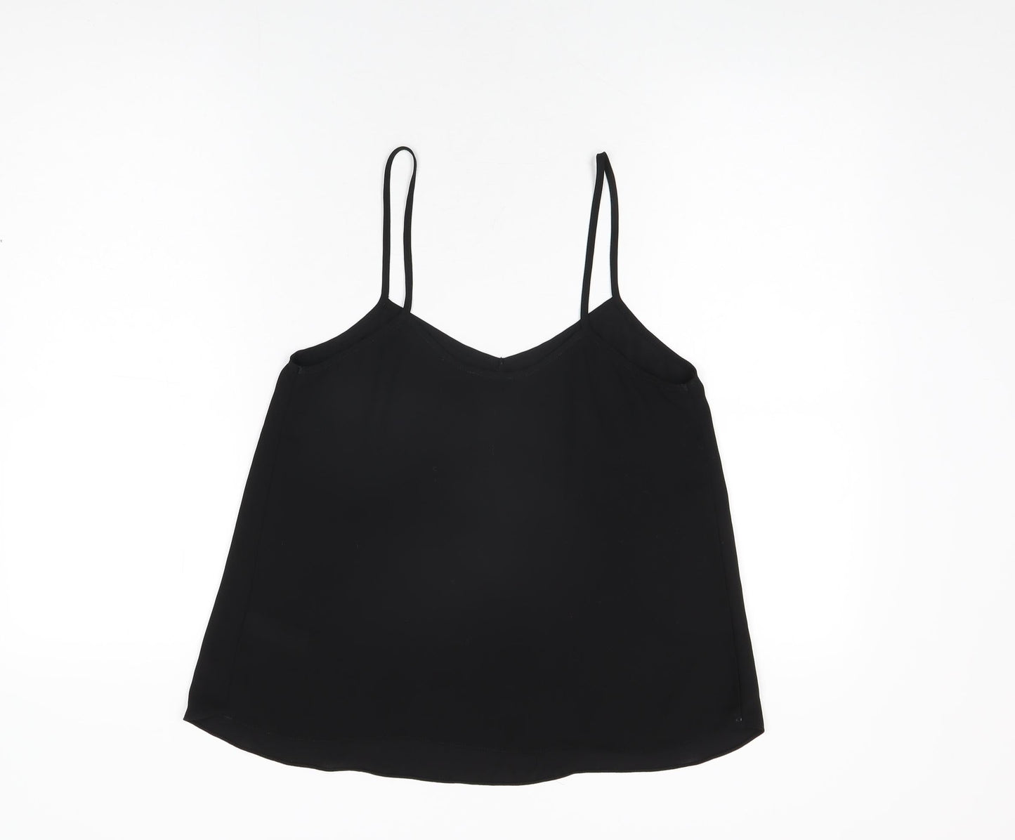Topshop Womens Black Polyester Camisole T-Shirt Size 12 V-Neck