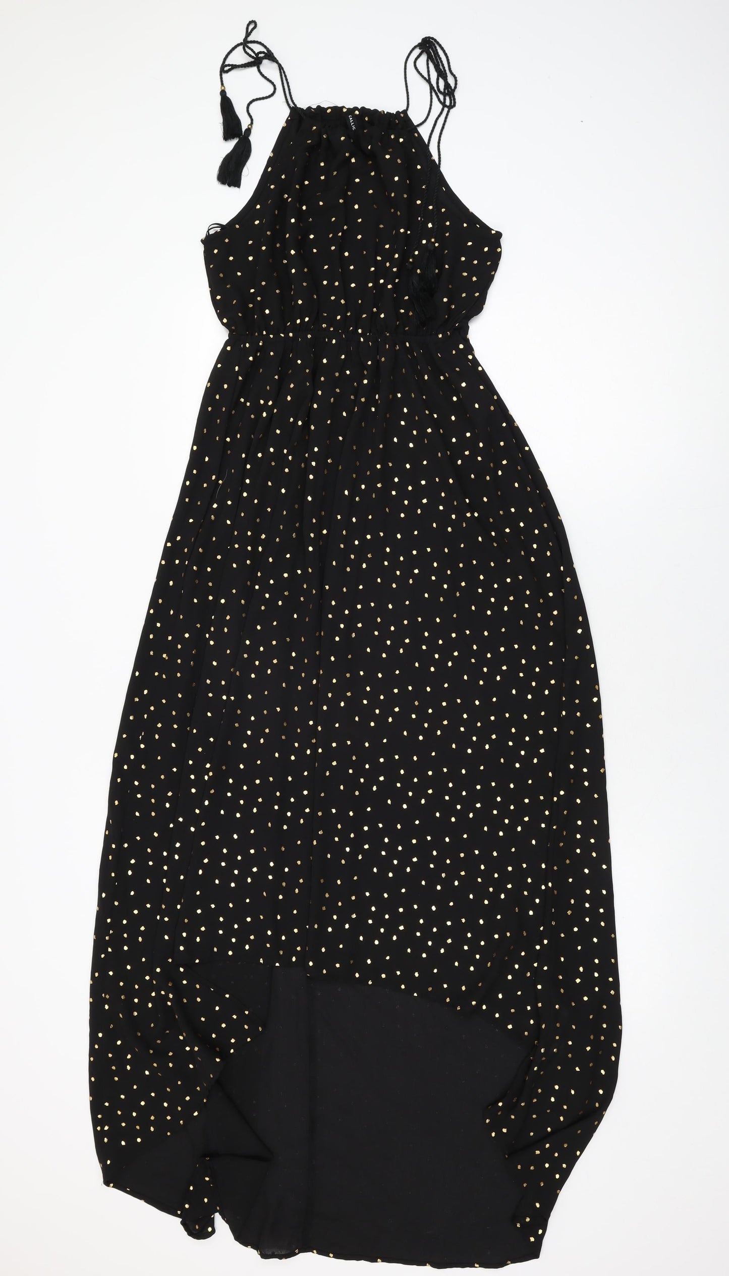 Calliope Womens Black Polka Dot Polyester Shift Size M Round Neck Tie