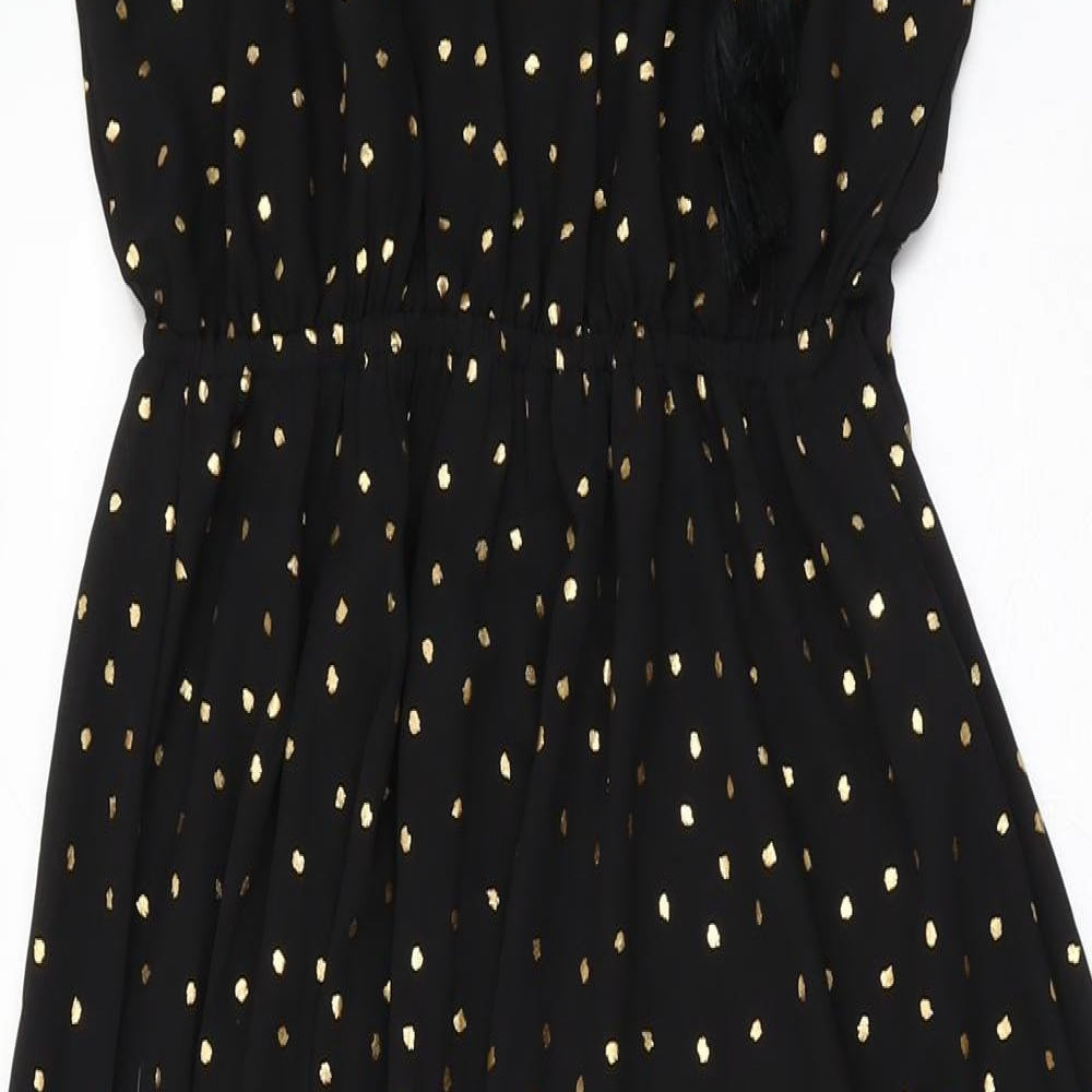 Calliope Womens Black Polka Dot Polyester Shift Size M Round Neck Tie