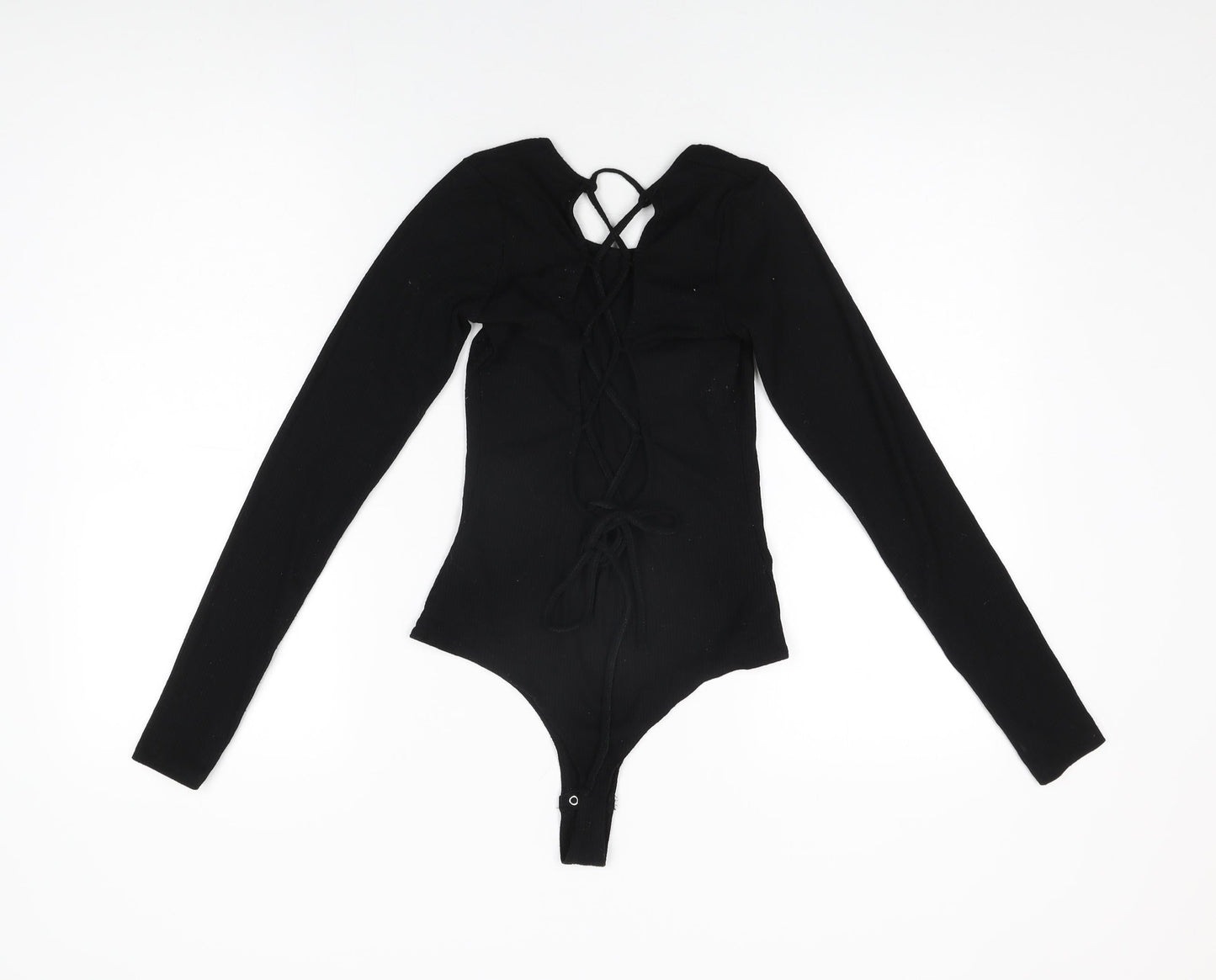 Garage Womens Black Polyester Bodysuit One-Piece Size S Snap