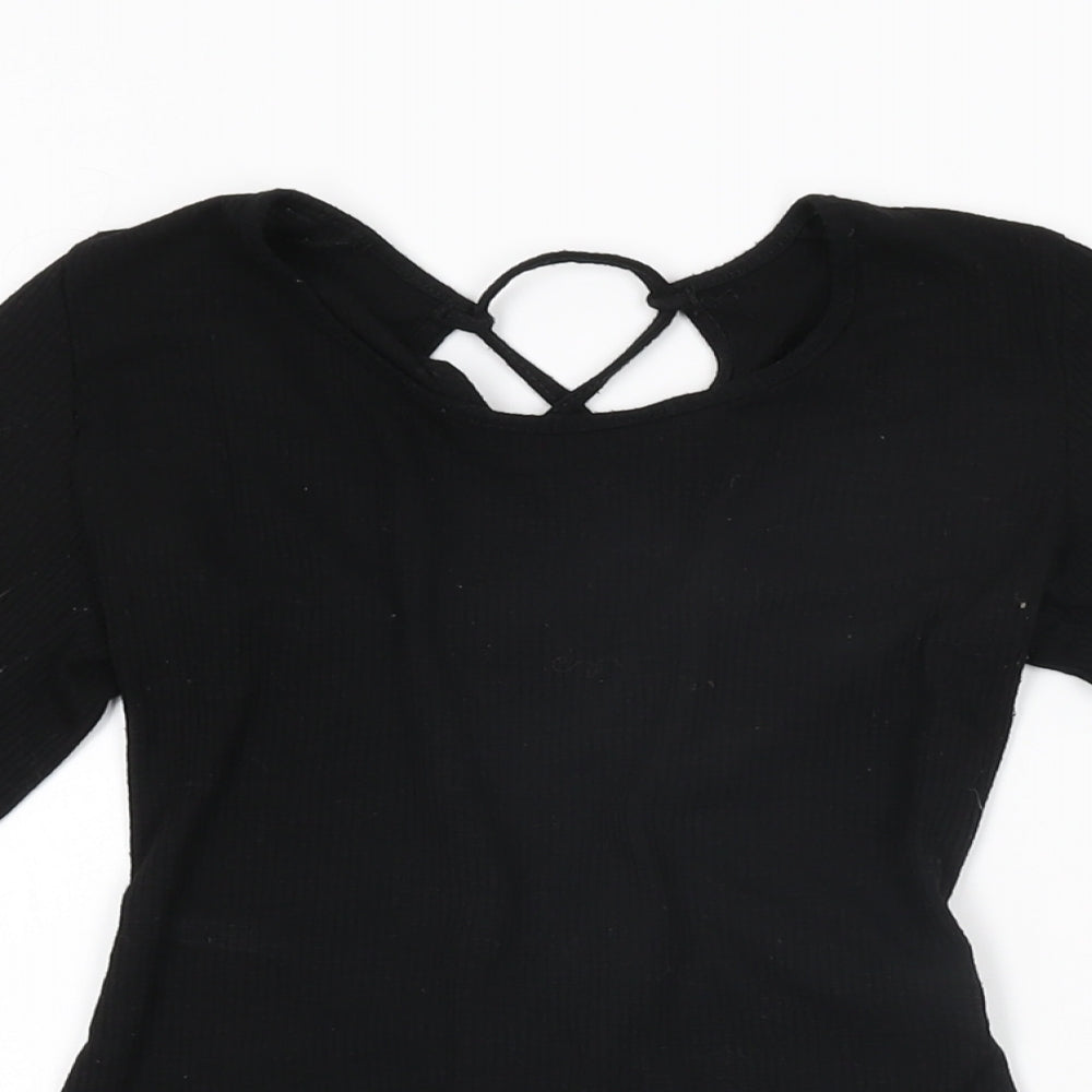 Garage Womens Black Polyester Bodysuit One-Piece Size S Snap