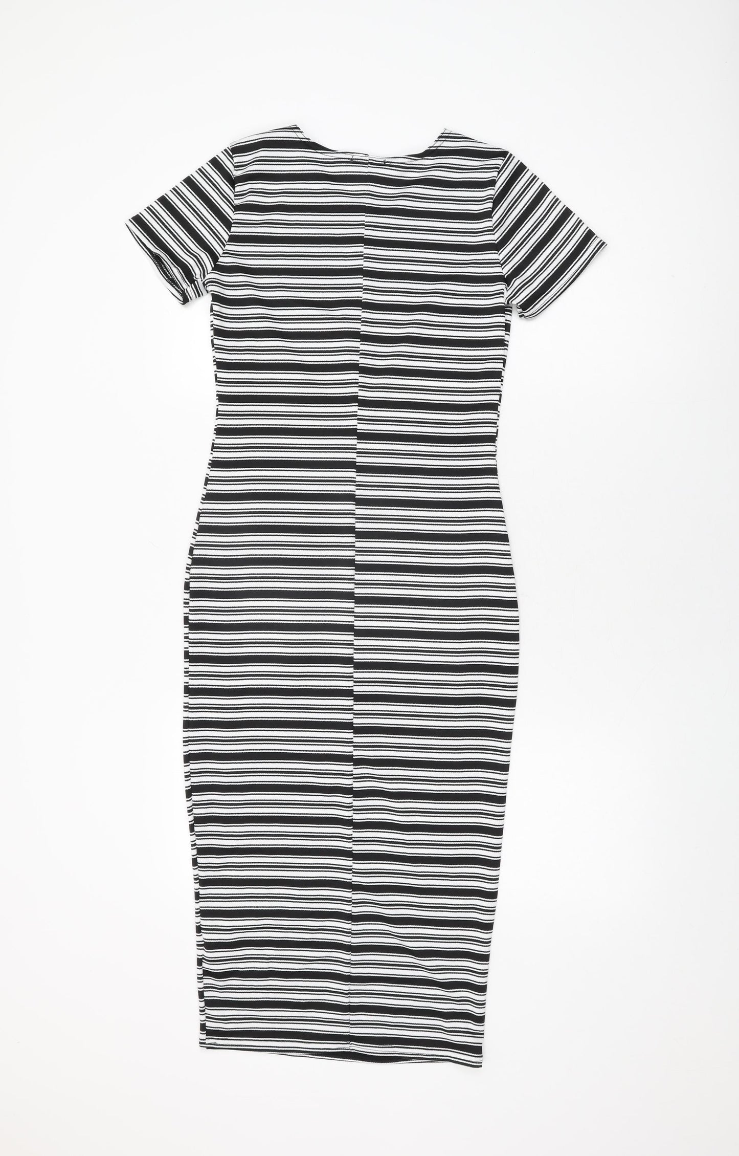I SAW IT FIRST Womens White Striped Polyester Bodycon Size 8 Round Neck Pullover
