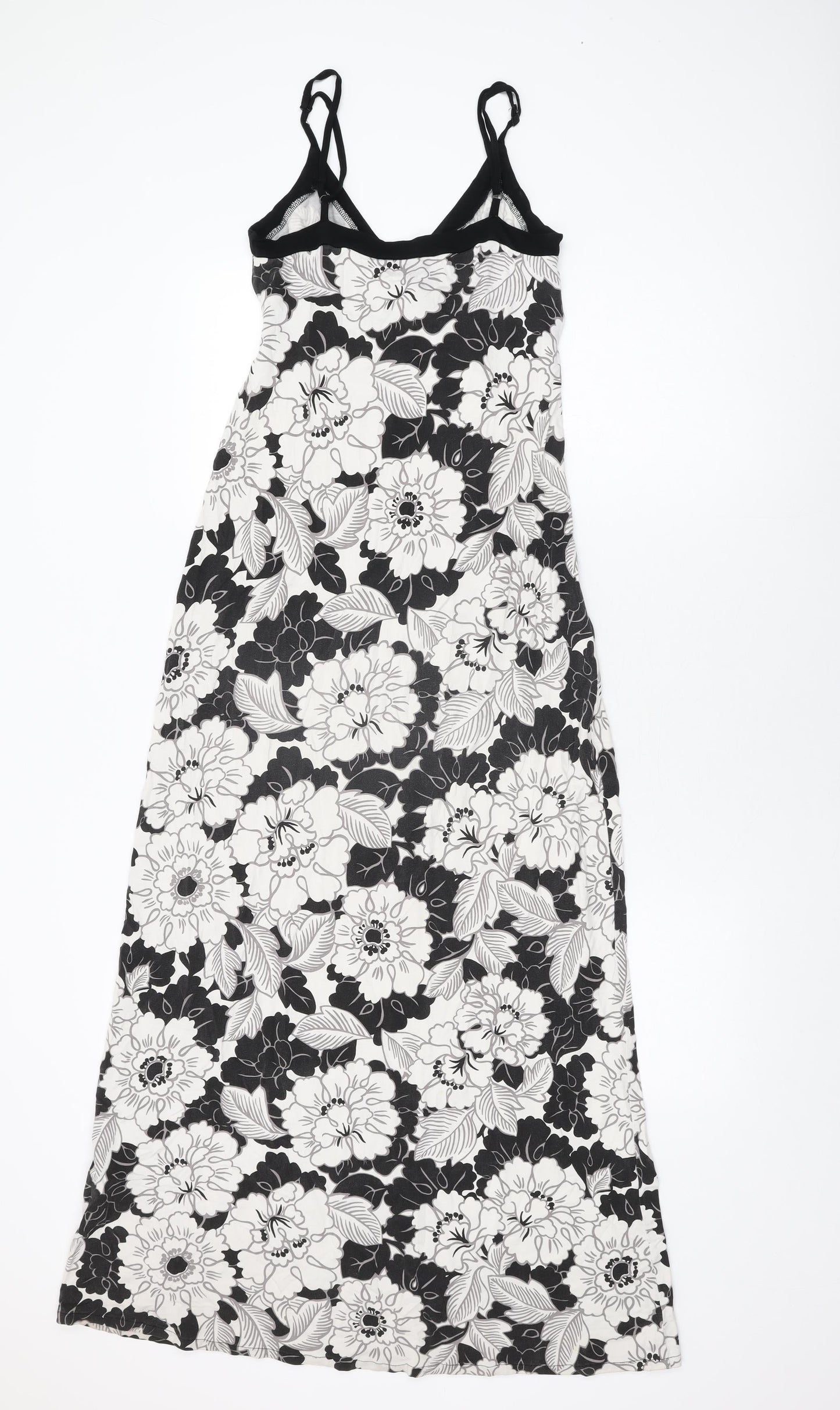 Oasis Womens White Floral Viscose Maxi Size 10 V-Neck Tie