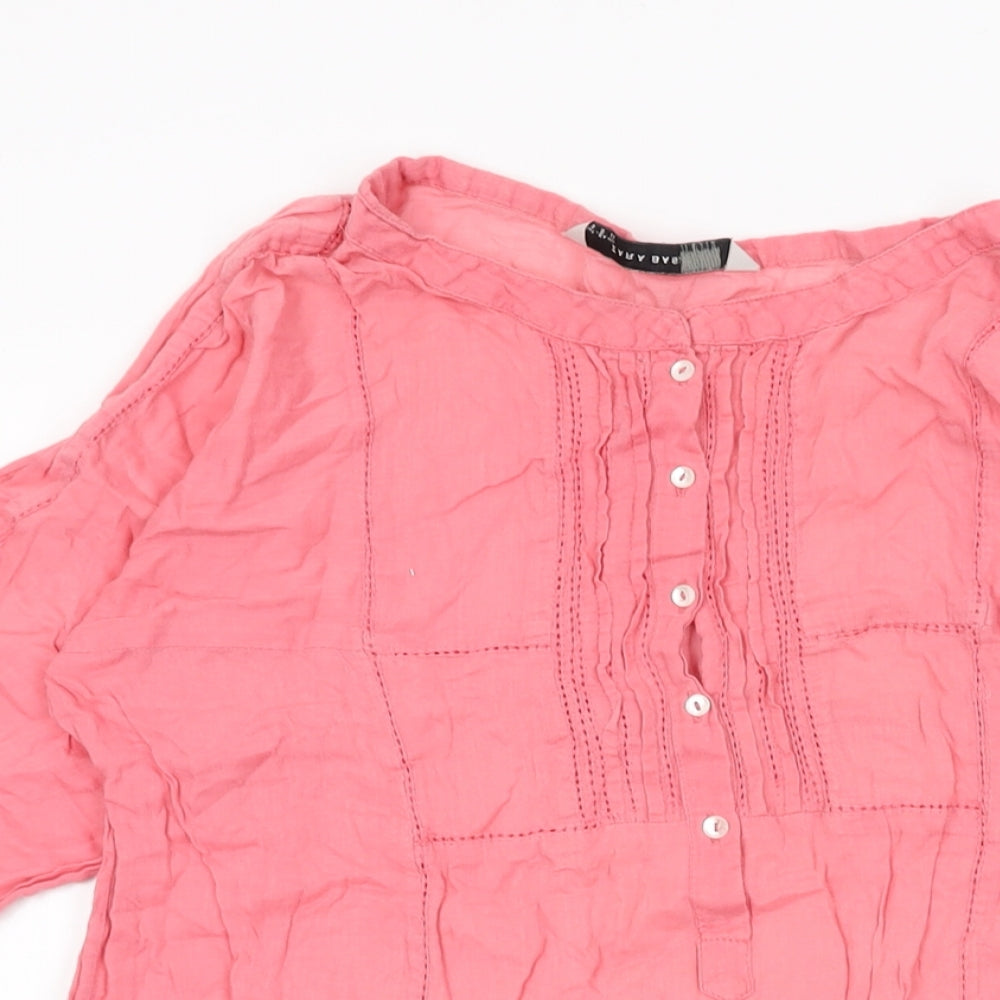 Zara Womens Pink Cotton Basic T-Shirt Size S Round Neck