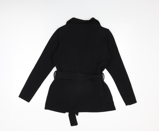 PRETTYLITTLETHING Womens Black Jacket Size 10 Tie